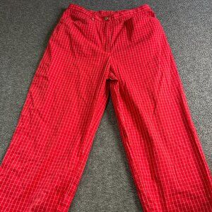Vintage 90s Red Plaid Pants Ralph Lauren Slim Trousers Stretch Preppy Size 6